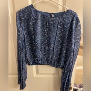 INTERMIX Navy Floral Blouse